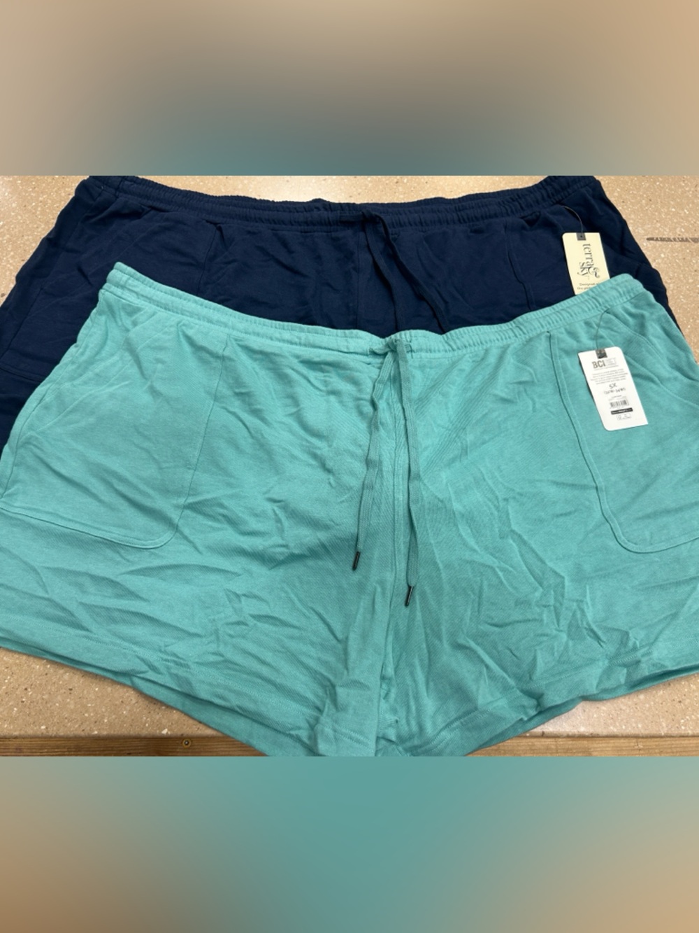 🔥2 FOR $15🔥Light Teal and Navy Casual Knit Shorts Duo - SET OF 2 ! Size 5X